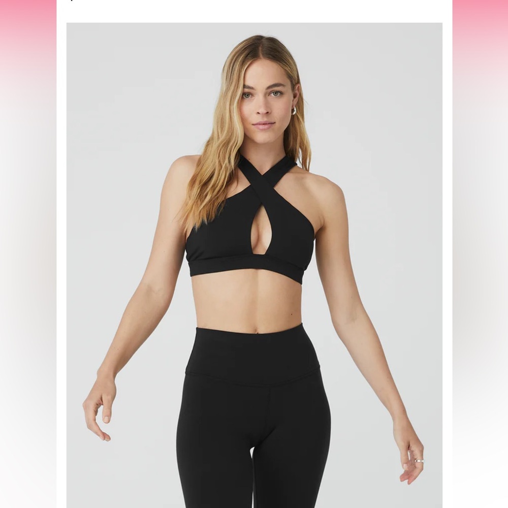 Alo airbrush destination sports bra in black